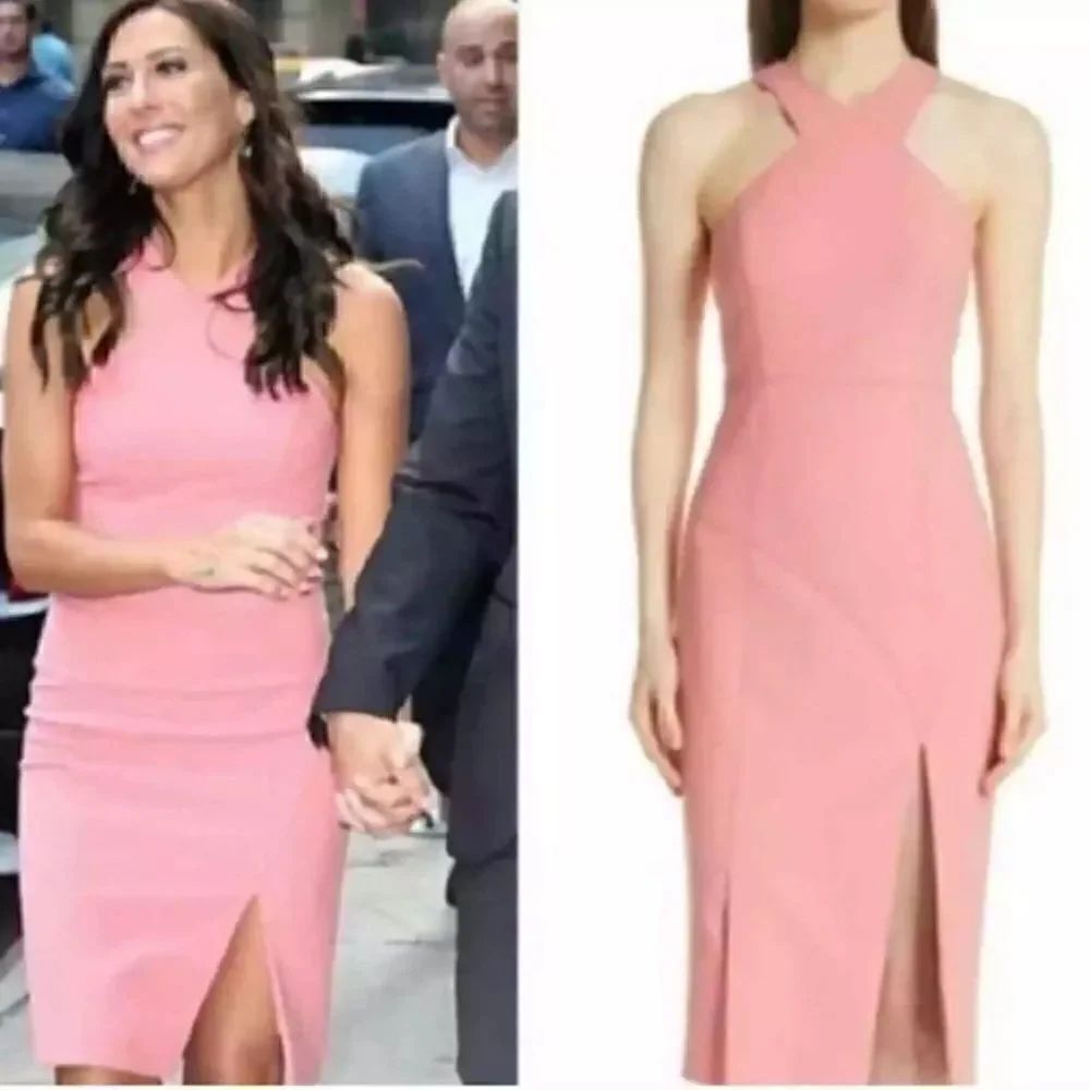 Cinq a Sept Melina Halter Cutaway Midi Pink Dress Size 0